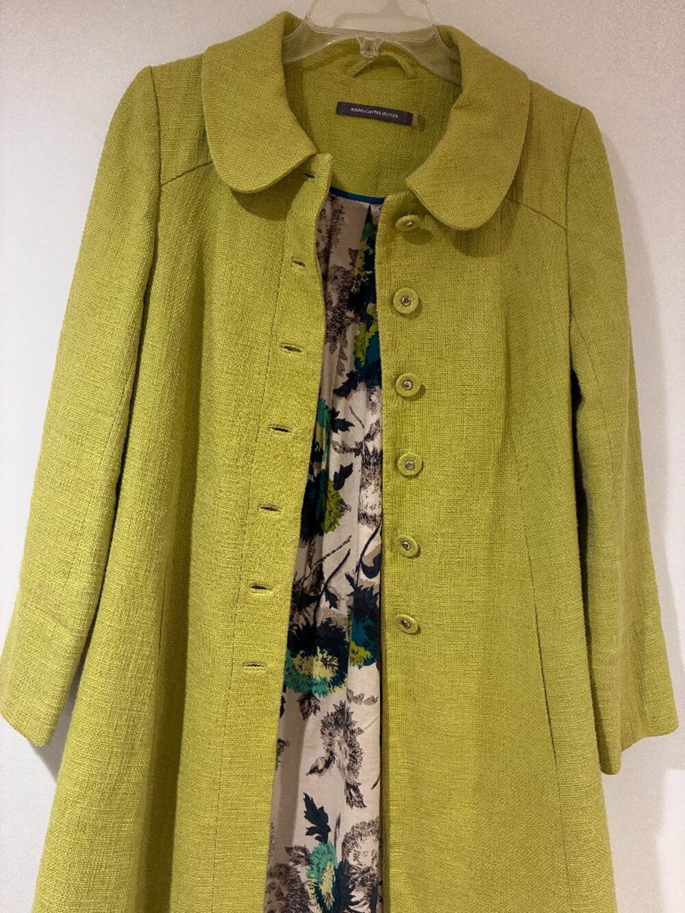 Boden Limited Edition Chartreuse Green Swing Coat Peter Pan Collar Sz 4 - Picture 4 of 10